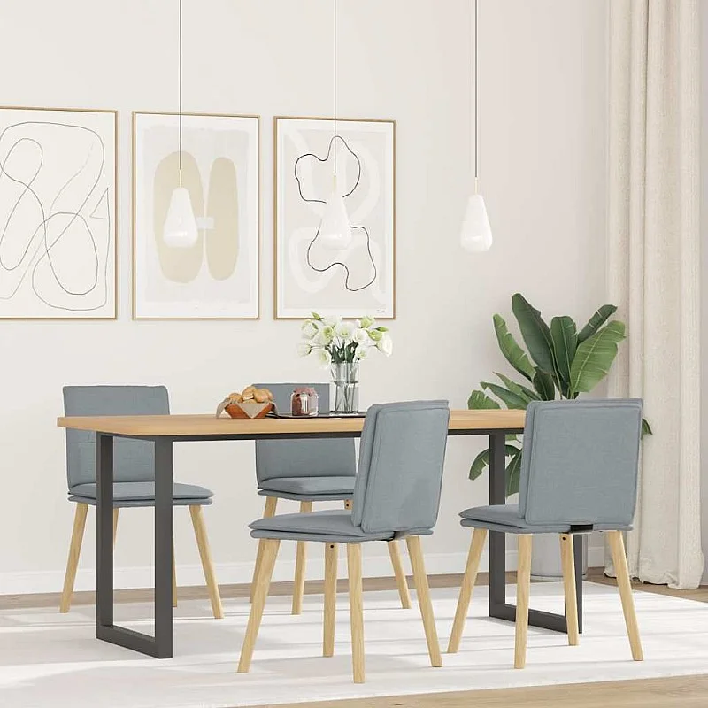 virtuves krēsli, 4 gab., gaiši pelēks audums