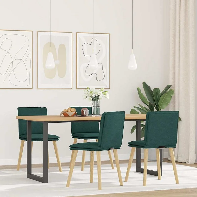 virtuves krēsli, 4 gab., tumši zaļš audums