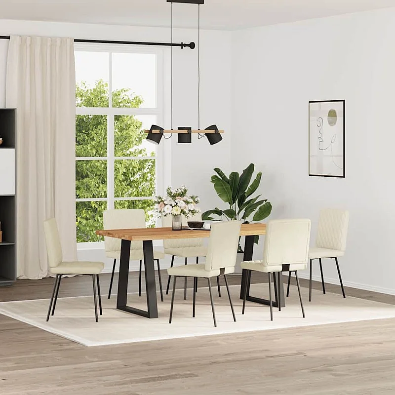 virtuves krēsli, 6 gab., krēmkrāsas samts