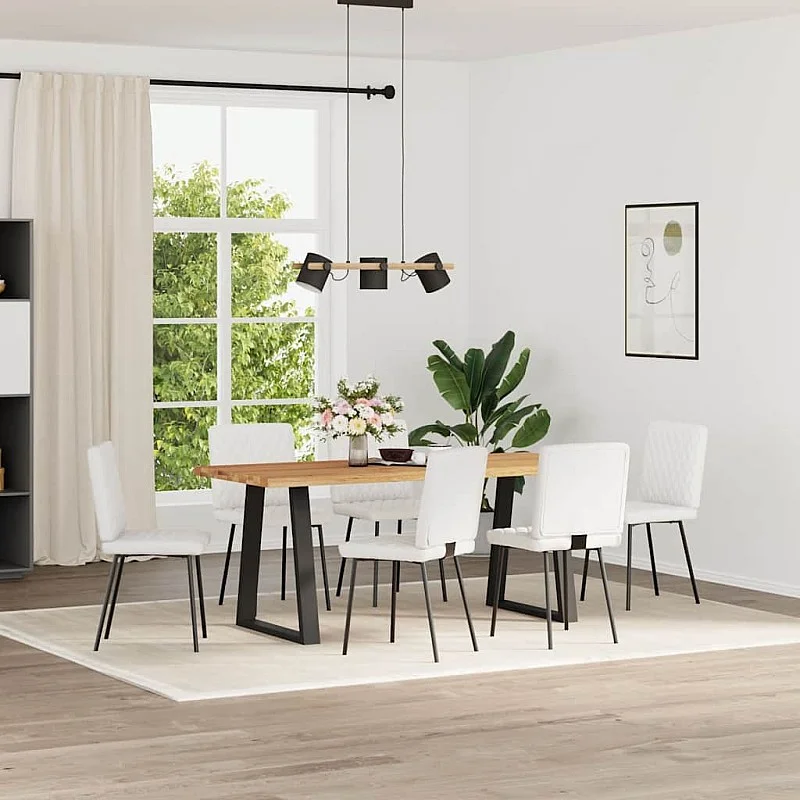 virtuves krēsli, 6 gab., balta mākslīgā āda