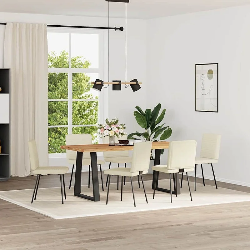 virtuves krēsli, 6 gab., krēmkrāsas samts