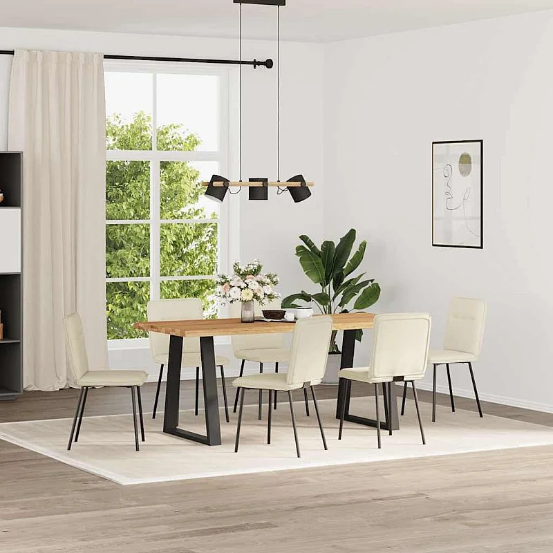 virtuves krēsli, 6 gab., krēmkrāsas samts