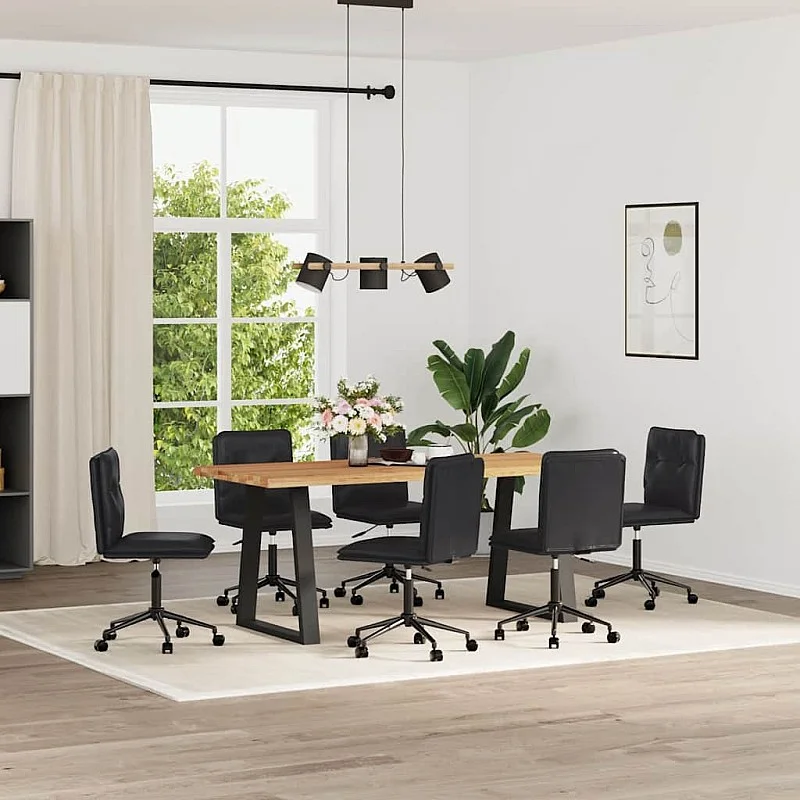 virtuves krēsli, 6 gab., melna mākslīgā āda