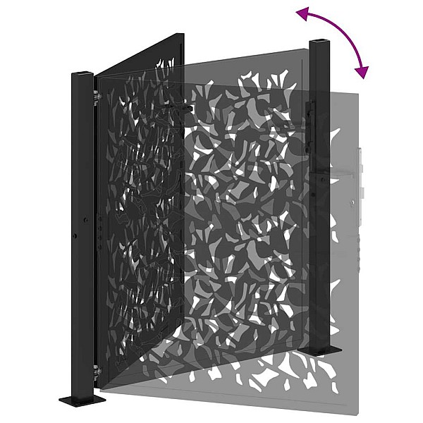Dārza vārti Melni 105x106 cm Tērauda lapu dizains