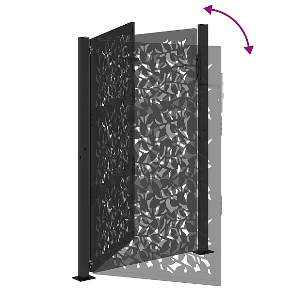 Dārza vārti Melni 105x155 cm Tērauda lapu dizains