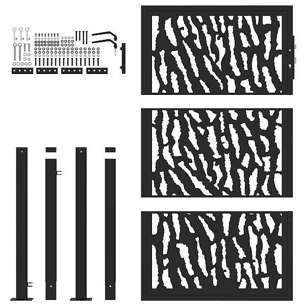 dārza vārti melni 105x155 cm Tērauda pēdu dizains