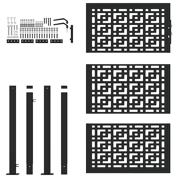 Dārza vārti Melni 105x155 cm tērauda krusta dizains