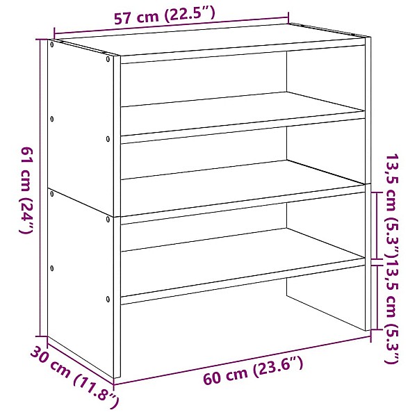 apavu plaukti 2 gab Sakraujami balti 60x30x30,5 cm