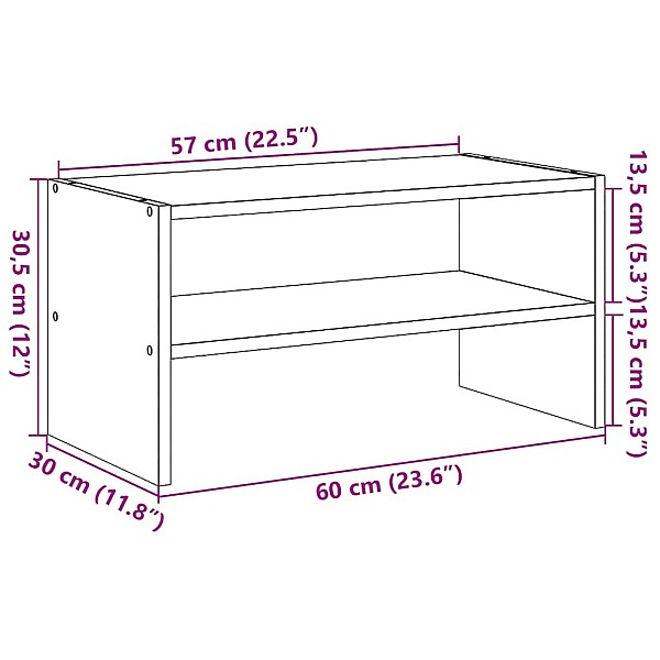 Apavu plaukts Saliekams Melns ozols 60x30x30,5 cm