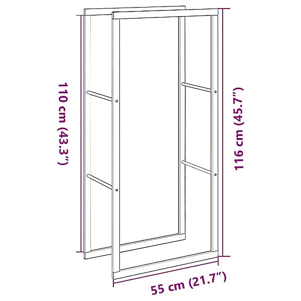 Malkas plaukts Melns 55x30x116 cm Tērauds