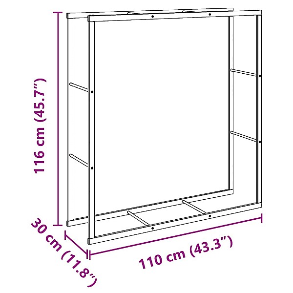 Malkas plaukts Melns 110x30x116 cm Tērauds