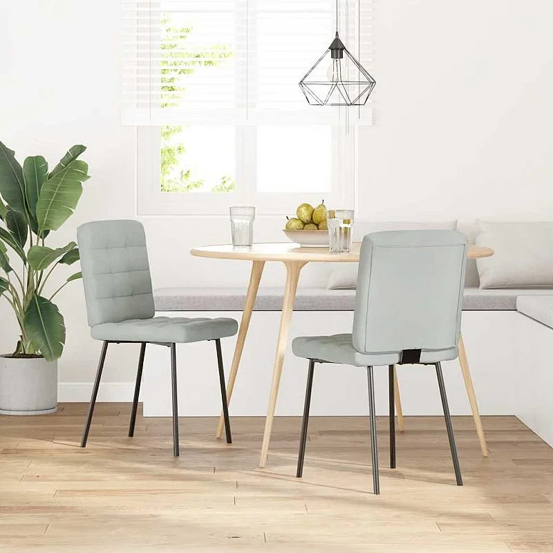 virtuves krēsli, 2 gab., gaiši pelēks samts virtuves krēsli, 2 gab., gaiši pelēks samts