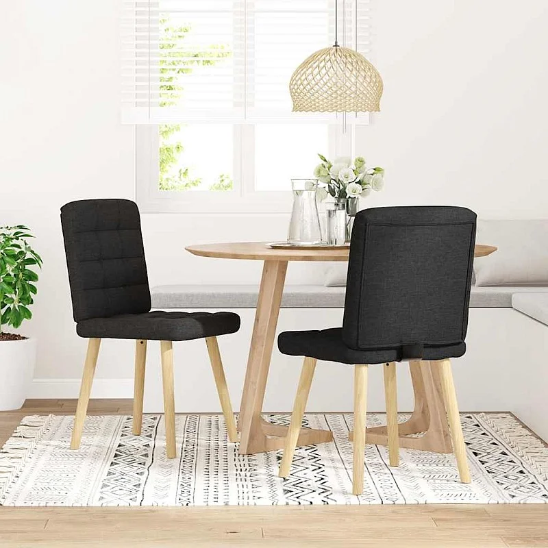 virtuves krēsli, 2 gab., melns audums virtuves krēsli, 2 gab., melns audums