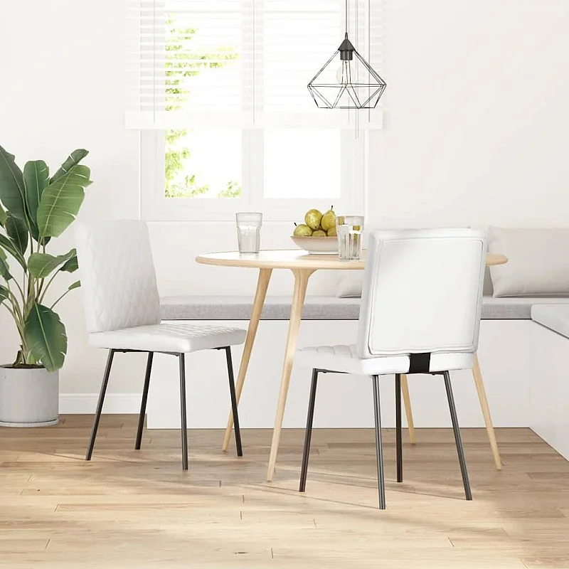 virtuves krēsli, 2 gab., balta mākslīgā āda virtuves krēsli, 2 gab., balta mākslīgā āda