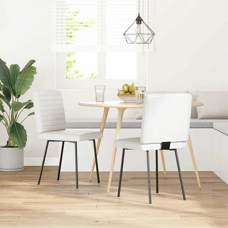 virtuves krēsli, 2 gab., balta mākslīgā āda