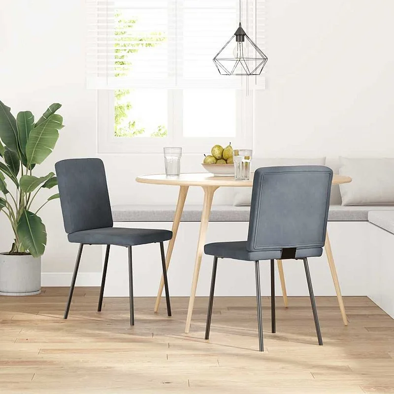 virtuves krēsli, 2 gab., tumši pelēks samts