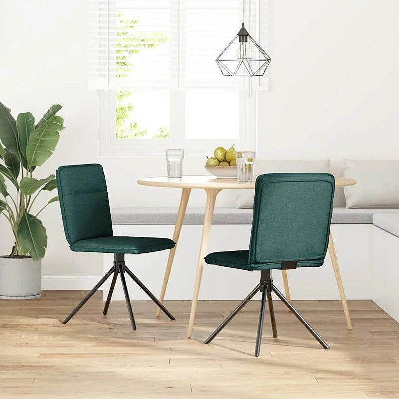 virtuves krēsli, 2 gab., tumši zaļš audums virtuves krēsli, 2 gab., tumši zaļš audums