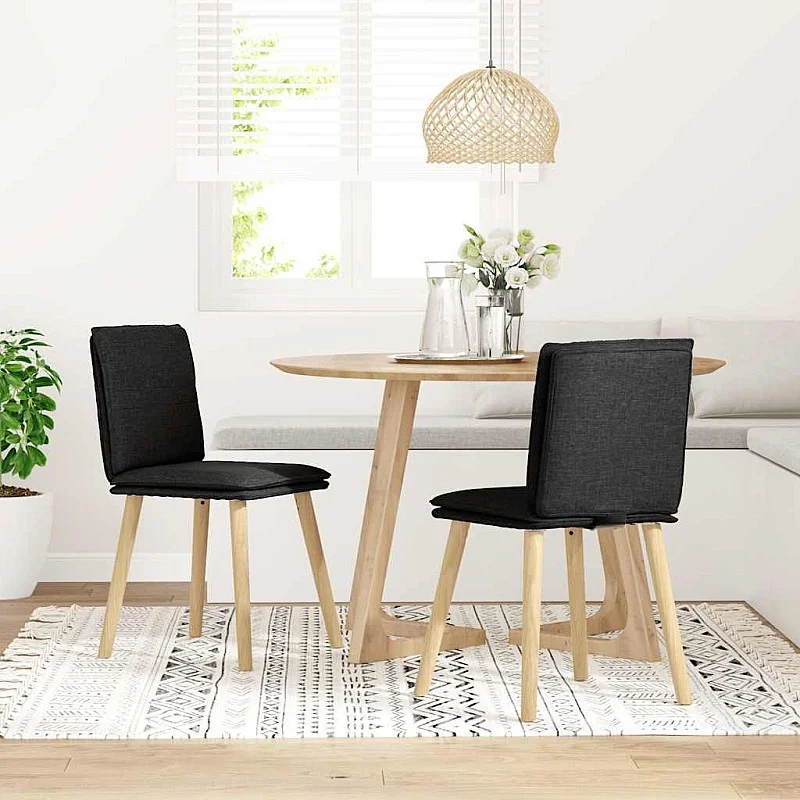 virtuves krēsli, 2 gab., melns audums virtuves krēsli, 2 gab., melns audums