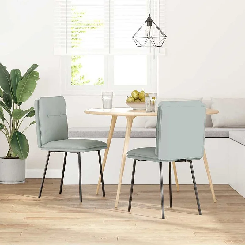 virtuves krēsli, 2 gab., gaiši pelēks samts virtuves krēsli, 2 gab., gaiši pelēks samts