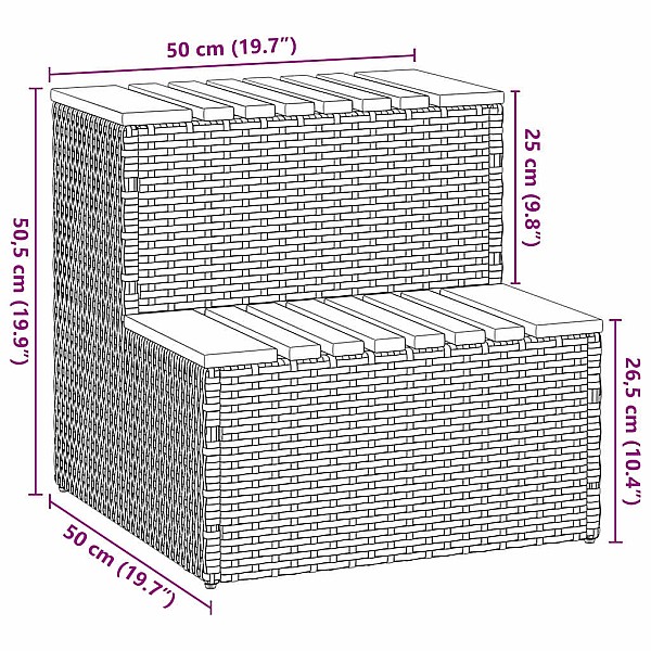 burbuļvanna Step Grey 50x50x50,5 cm PE rotangpalma, akācijas