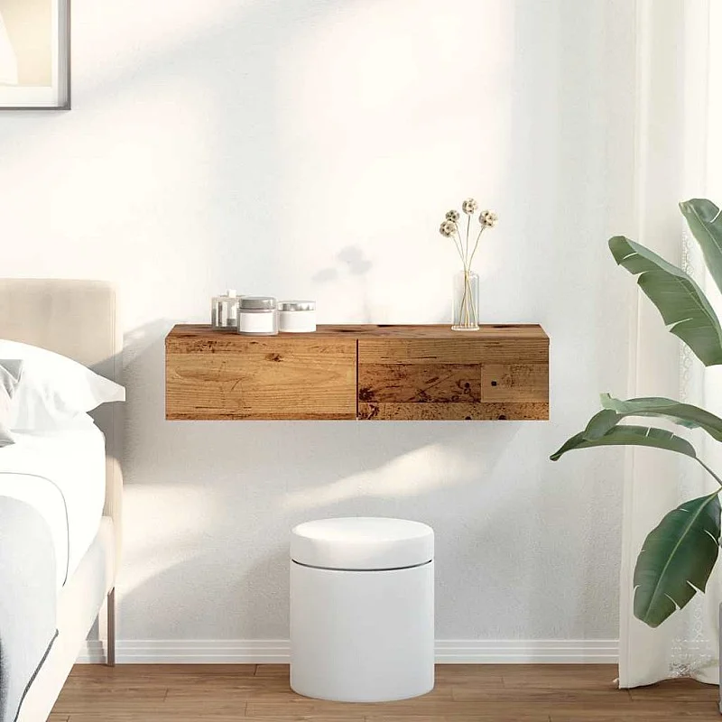 sienas plaukts ar atvilktnēm veca koka 80x33x17 cm