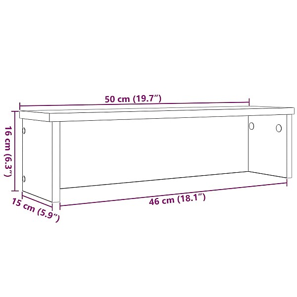 virtuves plaukti sakraujami 2 gab melni 50x15x16 cm