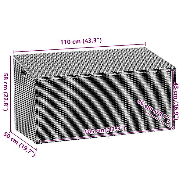 Dārza uzglabāšanas kaste Melna 110x50x58 cm Poly Rattan