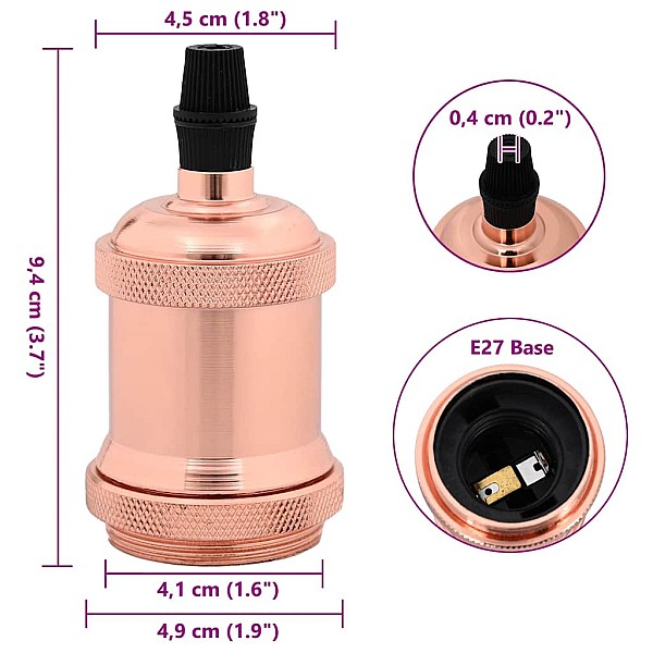 Lampu turētāji 2 gab Rose Gold E27