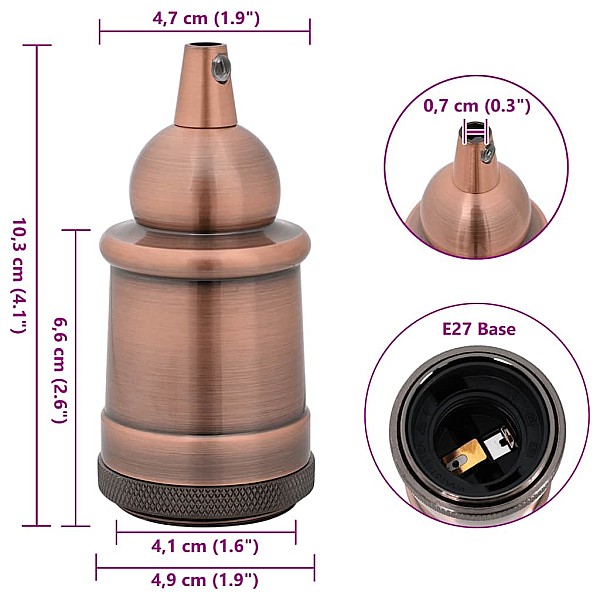 Lampu turētāji 2 gab Red Bronze E27