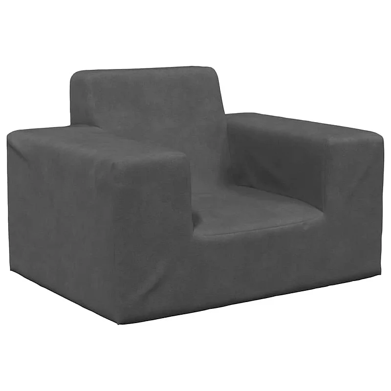 Vaikiška sofa, antracito spalvos, minkštas pliušas