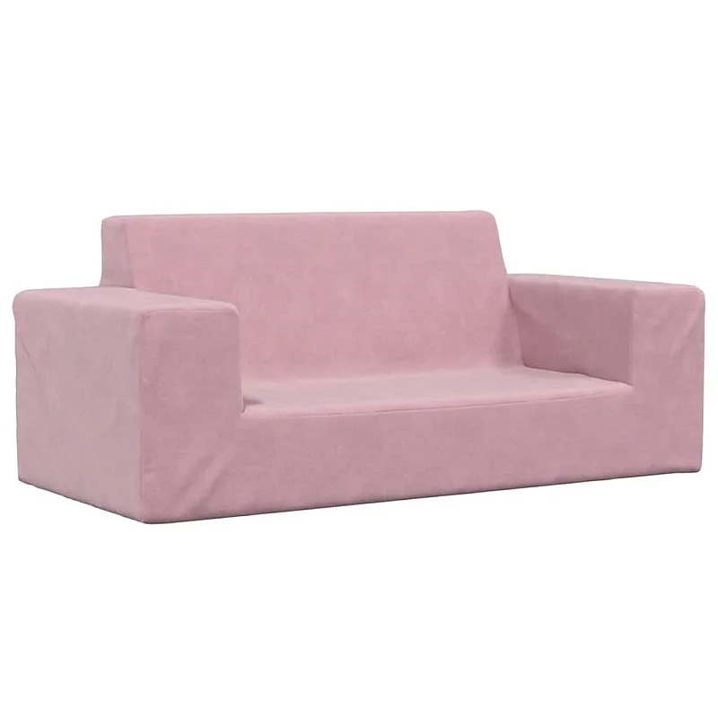 Dvivietė vaikiška sofa, rožinės spalvos, minkštas pliušas