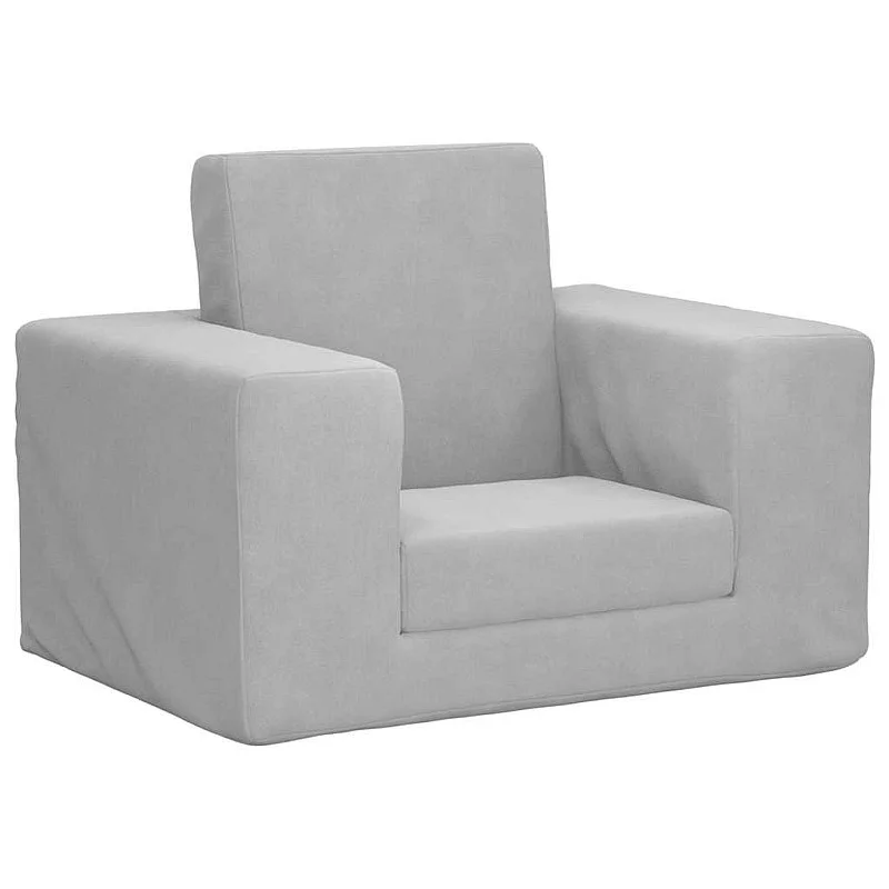 Vaikiška sofa-lova, šviesiai pilkos spalvos, minkštas pliušas