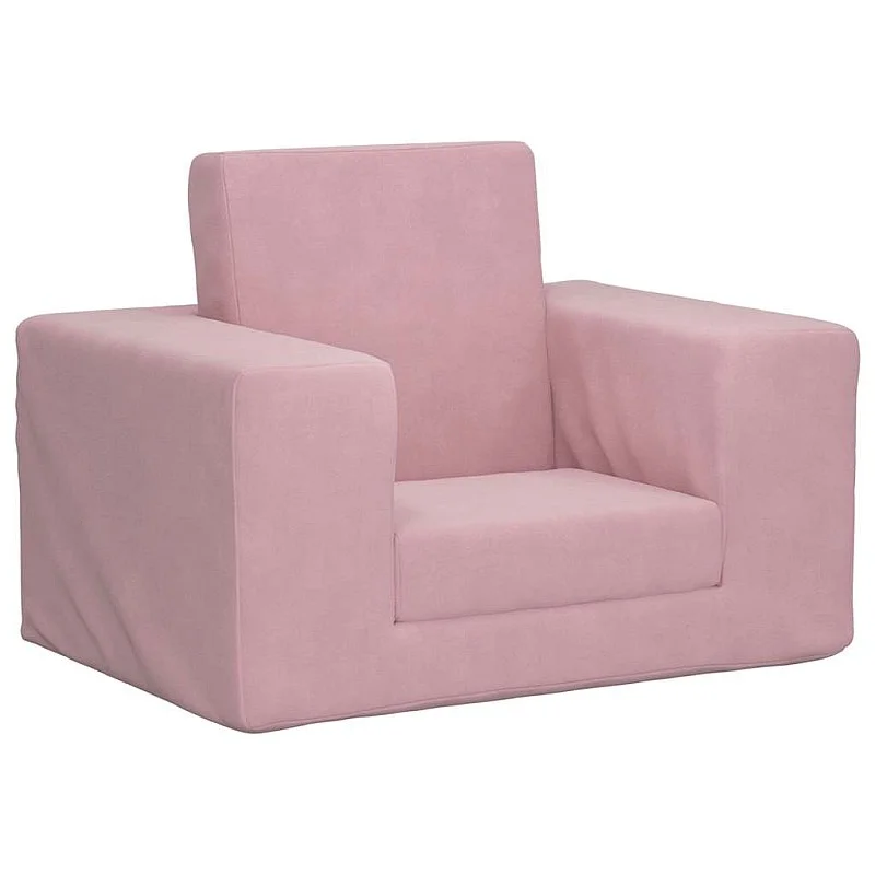 Vaikiška sofa-lova, rožinės spalvos, minkštas pliušas