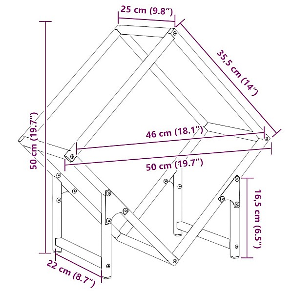 malkas plaukts antracīts 50x25x50 cm auksti velmēts tērauds