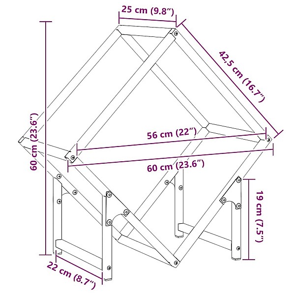 Malkas plaukts Melns 60x25x60 cm Auksti velmēts tērauds