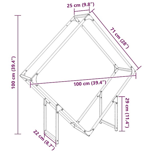 Malkas plaukts Melns 100x25x100 cm Auksti velmēts tērauds