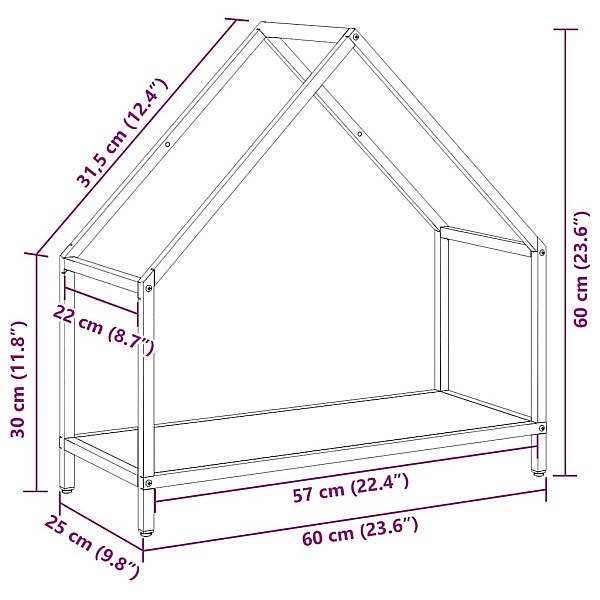 Malkas plaukts Melns 60x25x60 cm Auksti velmēts tērauds