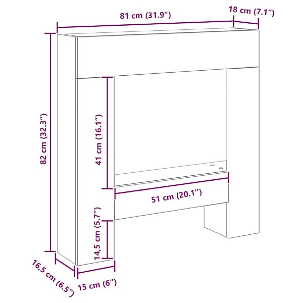 Kamīna apkaime Black Oak 81x18x82 cm Engineered Wood