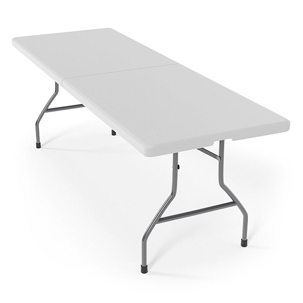 Folding table, 183 cm, portable, up to 150 kg, white.