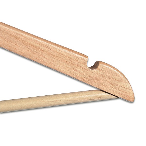 Wooden hangers – 50 pcs, including a trouser bar and notches for straps.