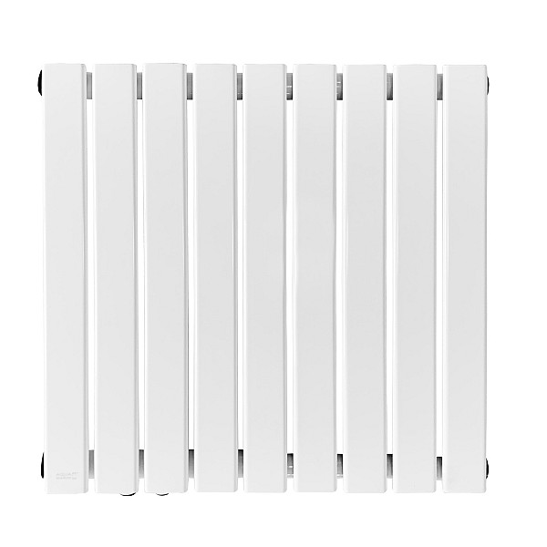 Radiator - horizontal flat panel, made of steel, with an anthracite thermostat head, 600 x 614 x 69 mm.