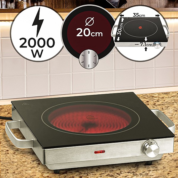 Infrared heating plate - electric, 2000 W, Ø 20 cm