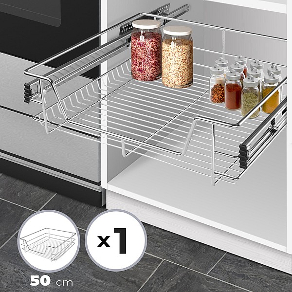 Telescopic drawer - 50 cm, includes 1 piece, with rails.