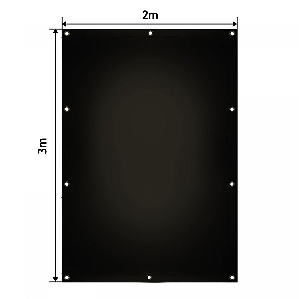 Brezentas 650g/m², atsparus vandeniui ir neplyštantis, 2x3m, juodas.