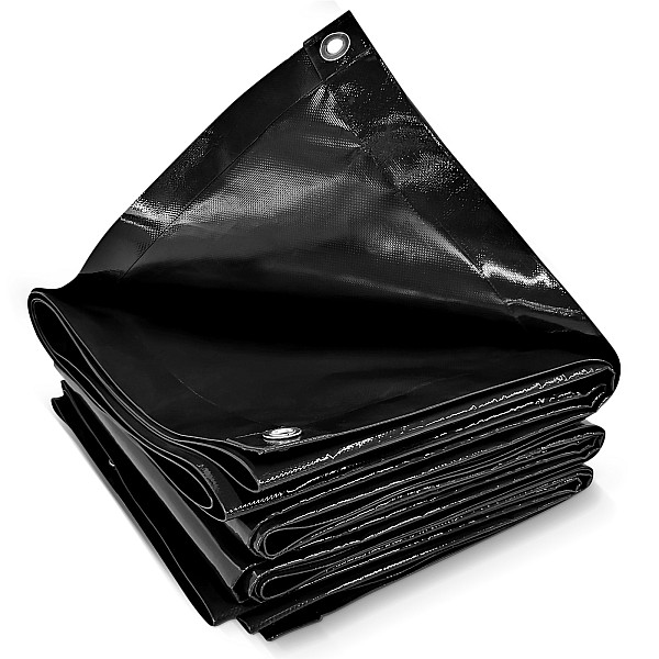 Tarpaulin 650g/m², waterproof and tear-resistant, 2x3m, black.