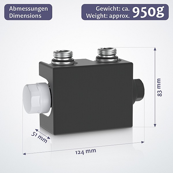 Radiaator - lame paneel, valmistatud terasest, antratsiitvärvi termostaatpea, 600 x 614 x 69 mm.