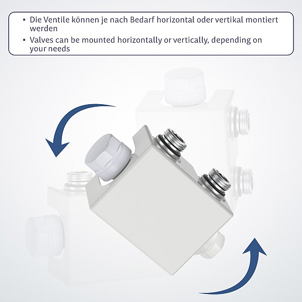 Thermostatic valve - 1/2 inch, white - radiator connection block, thermostatic head.