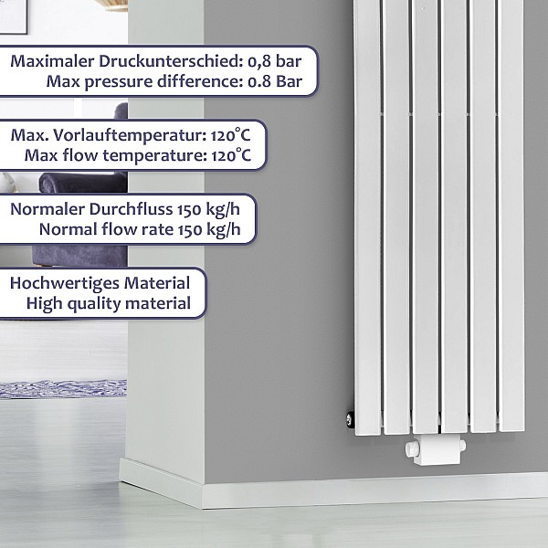 Thermostatic valve - 1/2 inch, white - radiator connection block, thermostatic head.