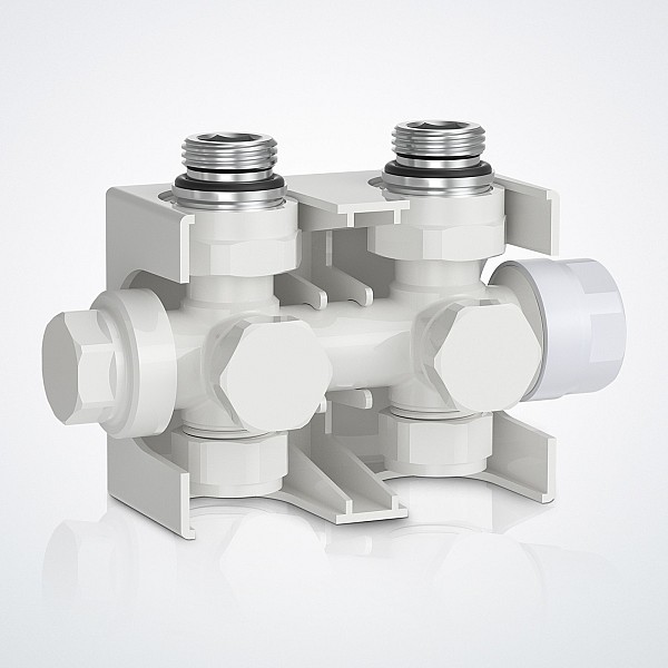 Thermostatic valve - 1/2 inch, white - radiator connection block, thermostatic head.