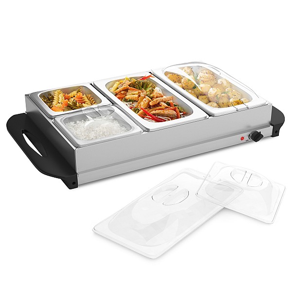 Buffet warmer - electric, with heating plate function, 2x2.5L + 2x1L